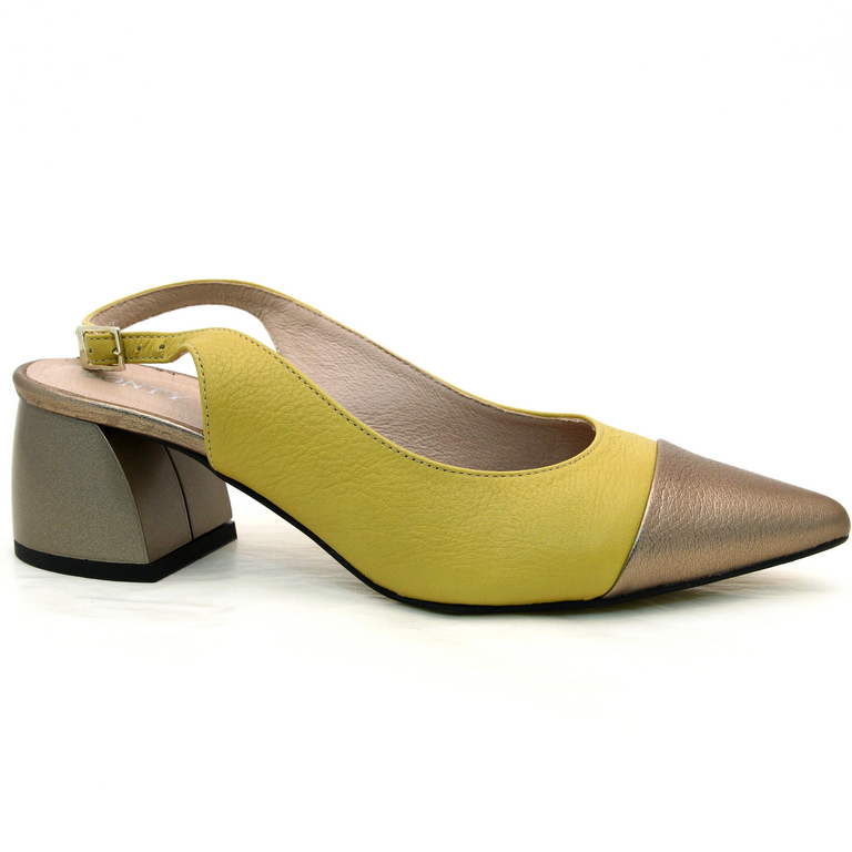 Туфли женские 0113-0120-0336-5090 кожа-кожа бронза-жёлтые