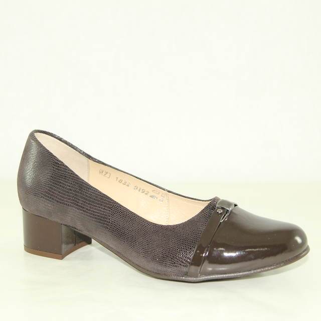 Туфли жен. 0192P-104-022-1 кожа-лак-кожа темно-коричневые