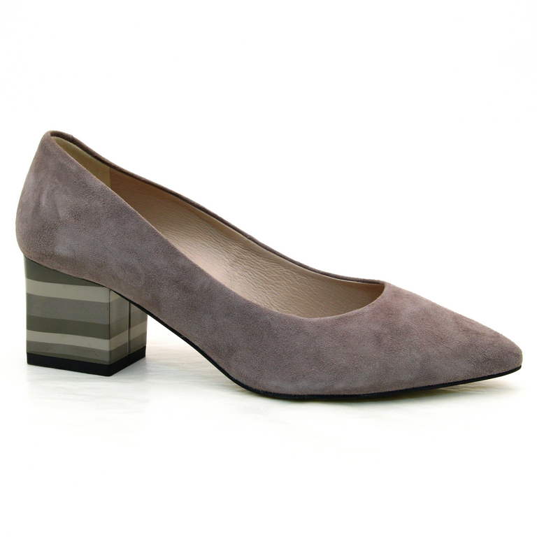 Туфли женские Х0205-610 замша-кожа тёмно-бежевые