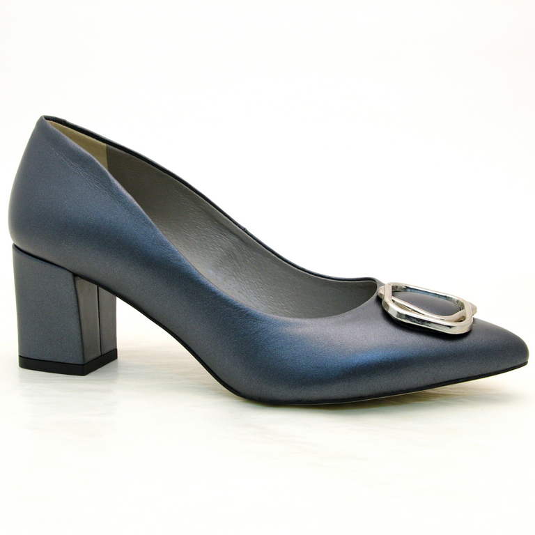 Туфли женские 0316-094 кожа-кожа синий металлик