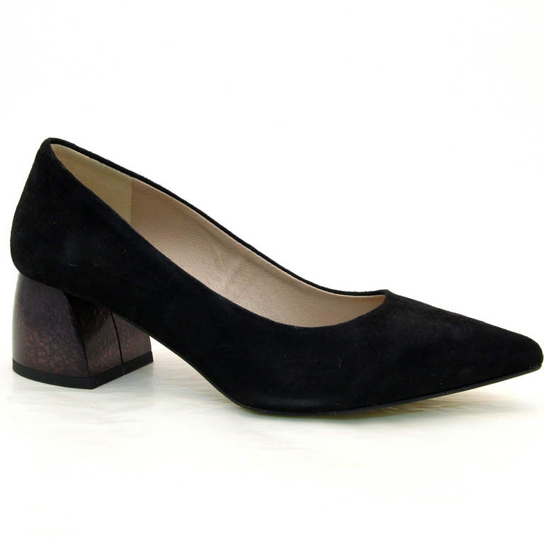 Туфли женские 0380-02 замша-кожа чёрные