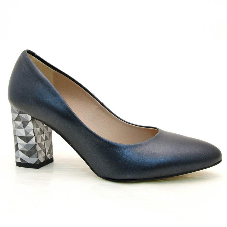 Туфли женские 0385-094-TT100 кожа-кожа синий металлик