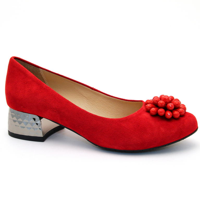 Туфли женские 1303-327 замша-кожа красные