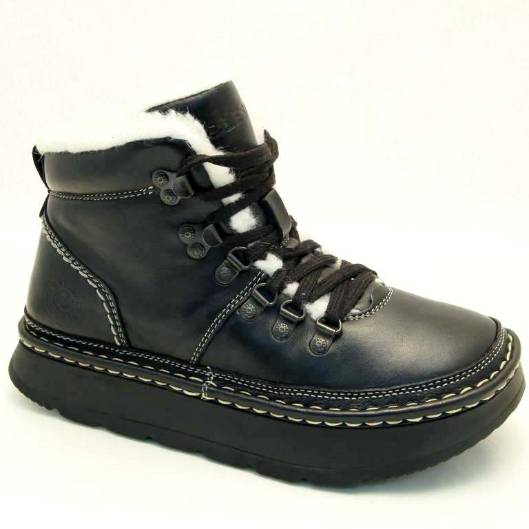 Ботинки Lesta 133-6322-W-1036-3 кожа-шерсть чёрные