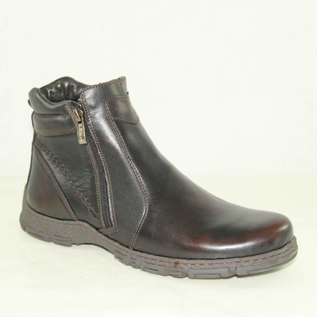 Ботинки сапоги 1397G-K-11-2 кожа-мех темно-коричневый