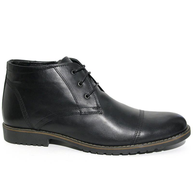Мужские зимние ботинки R19386-020-2 кожа-мех чёрные