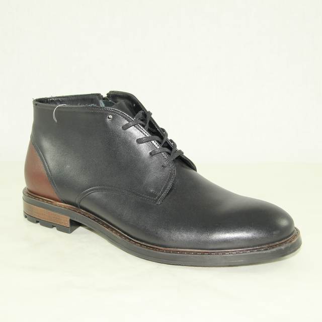 Ботинки 3461-Czarna-Braz-4 кожа-байка черный-коричневый