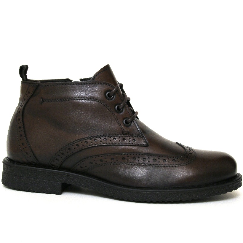 Ботинки мужские М456-481-4 кожа-байка коричневые