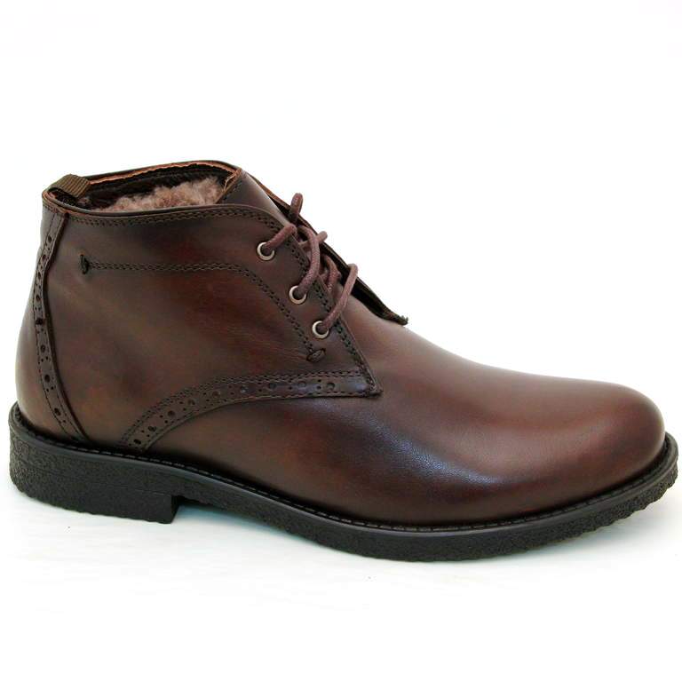 Ботинки мужские М457-481-2 кожа-мех коричневые