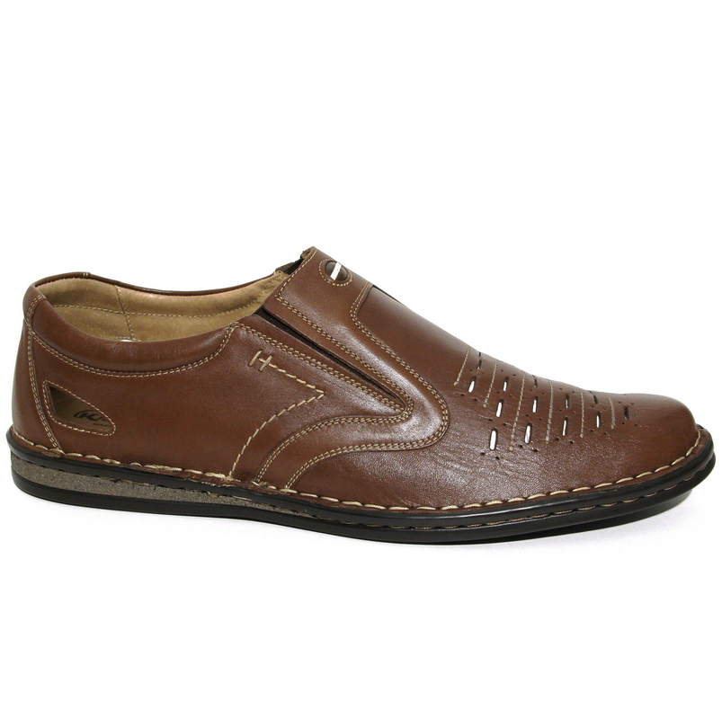 Туфли летние мужские R5086-4-9 кожа-кожа коричневые