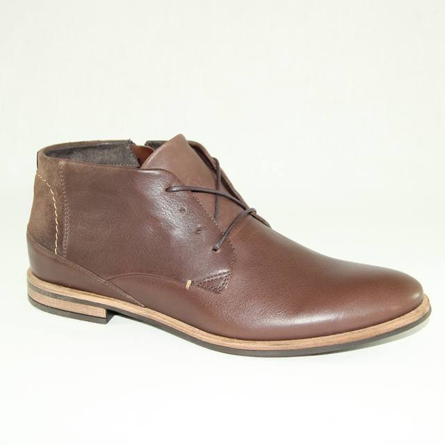 Мужские ботинки 5202-924 кожа-байка коричневые