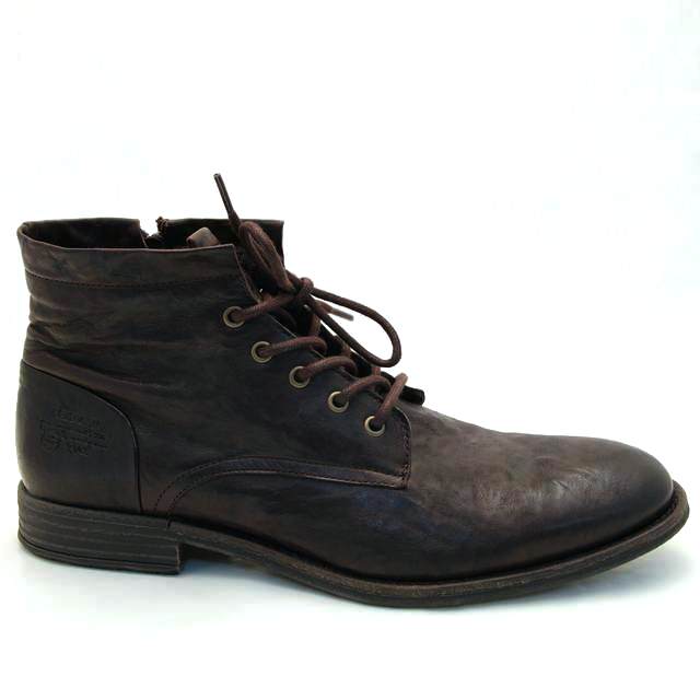 Ботинки 8488-BROWN-4 кожа-байка тёмно-коричневые