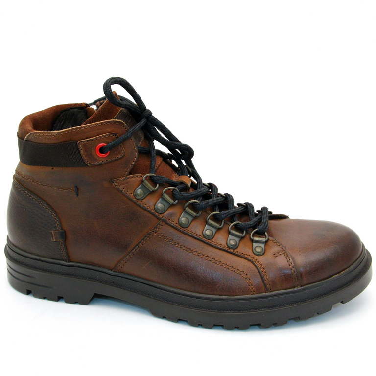 Ботинки 8593-A-COGNAC-3 кожа-шерсть коричневые