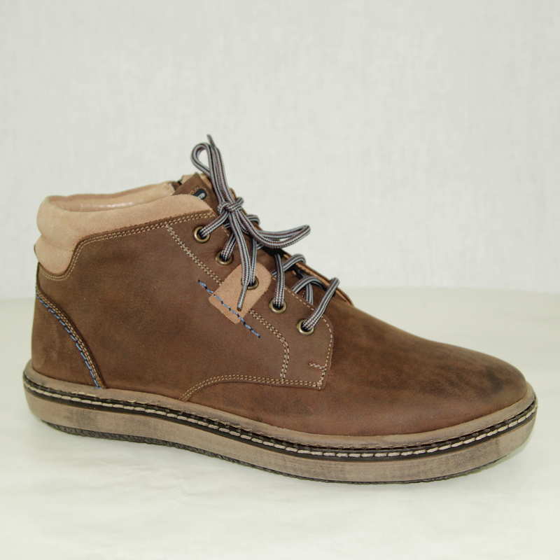 Ботинки кожаные Krisbut 6471-3-3 кожа-шерсть коричневые