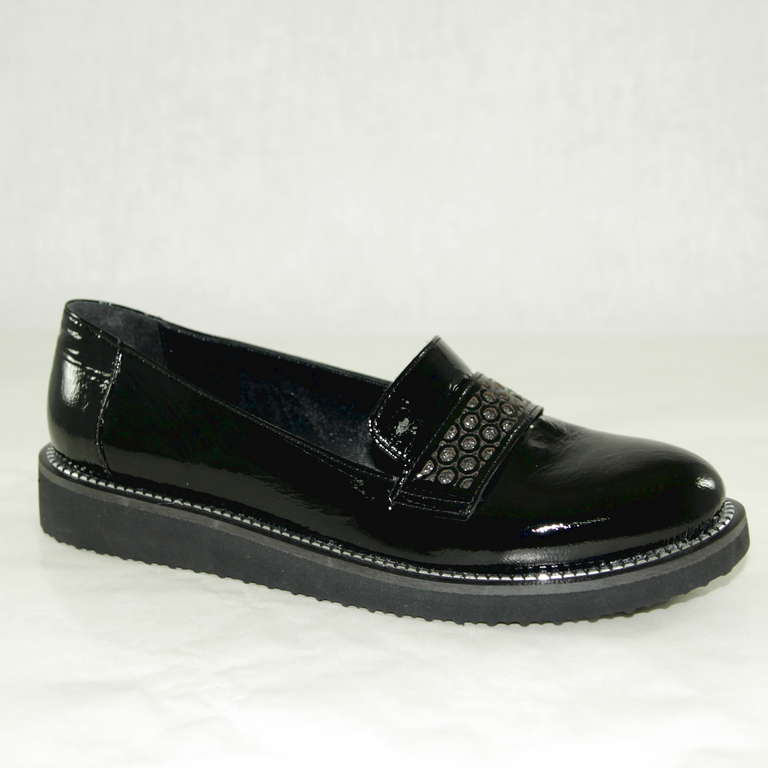 Туфли женские K2343-SIYAH лак-кожа черные
