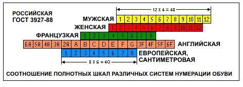 Таблица полнот обуви