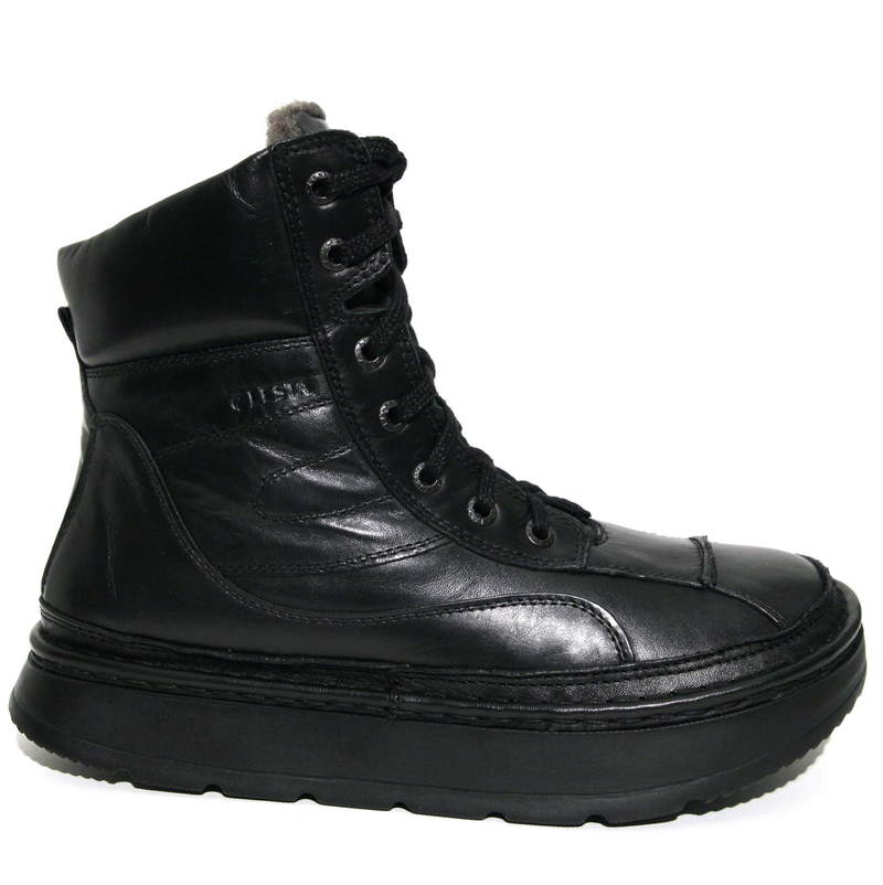 Ботинки Lesta женские 073-W-1036 кожа-шерсть чёрные