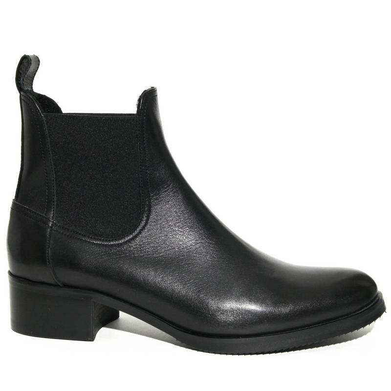 Челси-ботинки женские 1351-112 кожа-байка чёрные