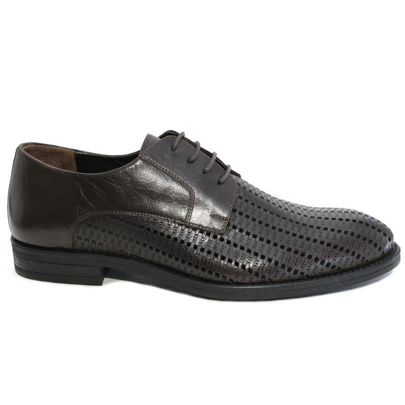 Туфли летние мужские R14199-4609 кожа-кожа коричневые