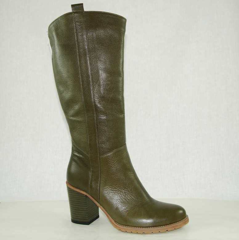 Сапоги 268T-R-KHAKI-4 кожа-байка оливковые