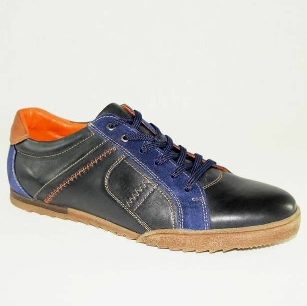 Мужские кроссовки Badura 3025-697 кожа чёрно-синие