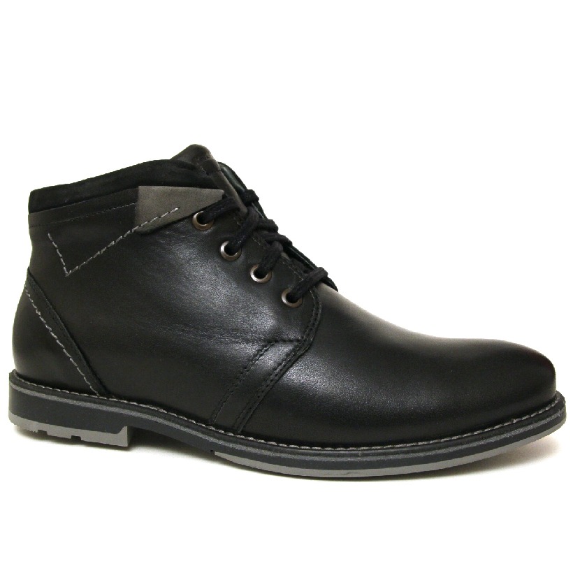 Мужские ботинки Krisbut 6321-1-3 кожа - шерсть чёрные