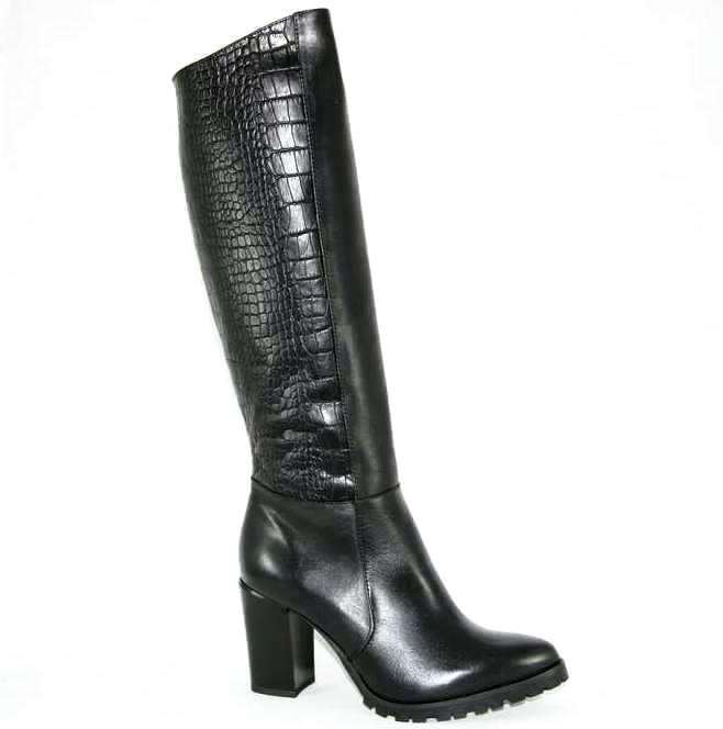 Сапоги женские 72105-3 кожа-евромех чёрные